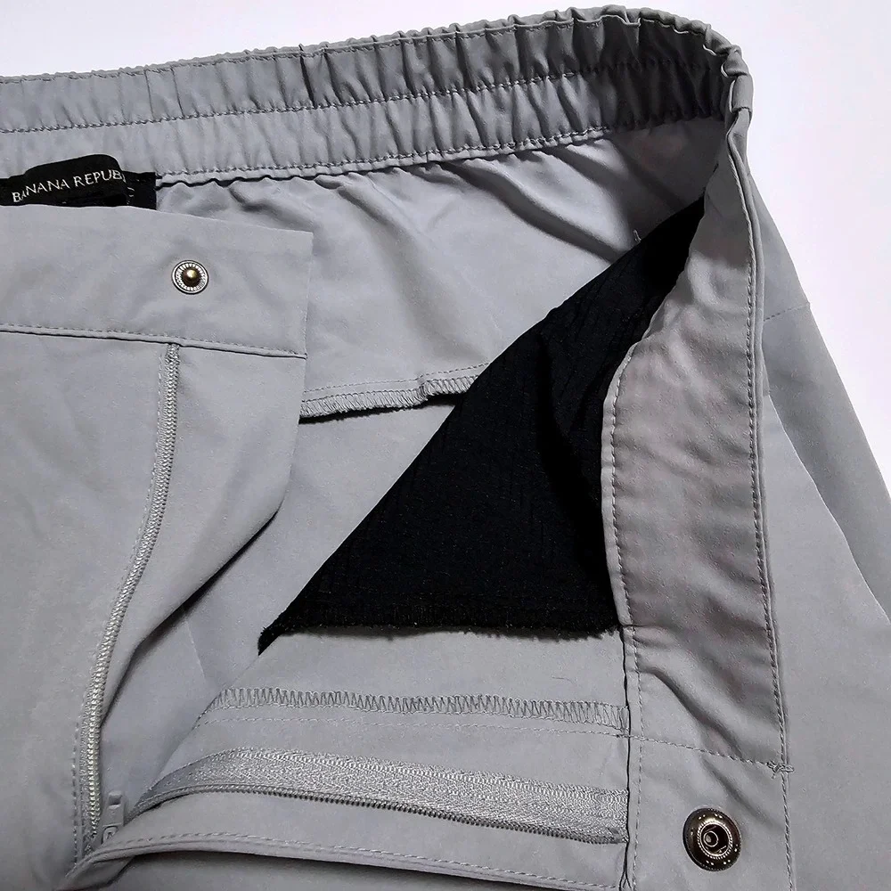 Banana Republic Men Performance Jogger Pants Light Grey Size 34 Tech Stretch New
